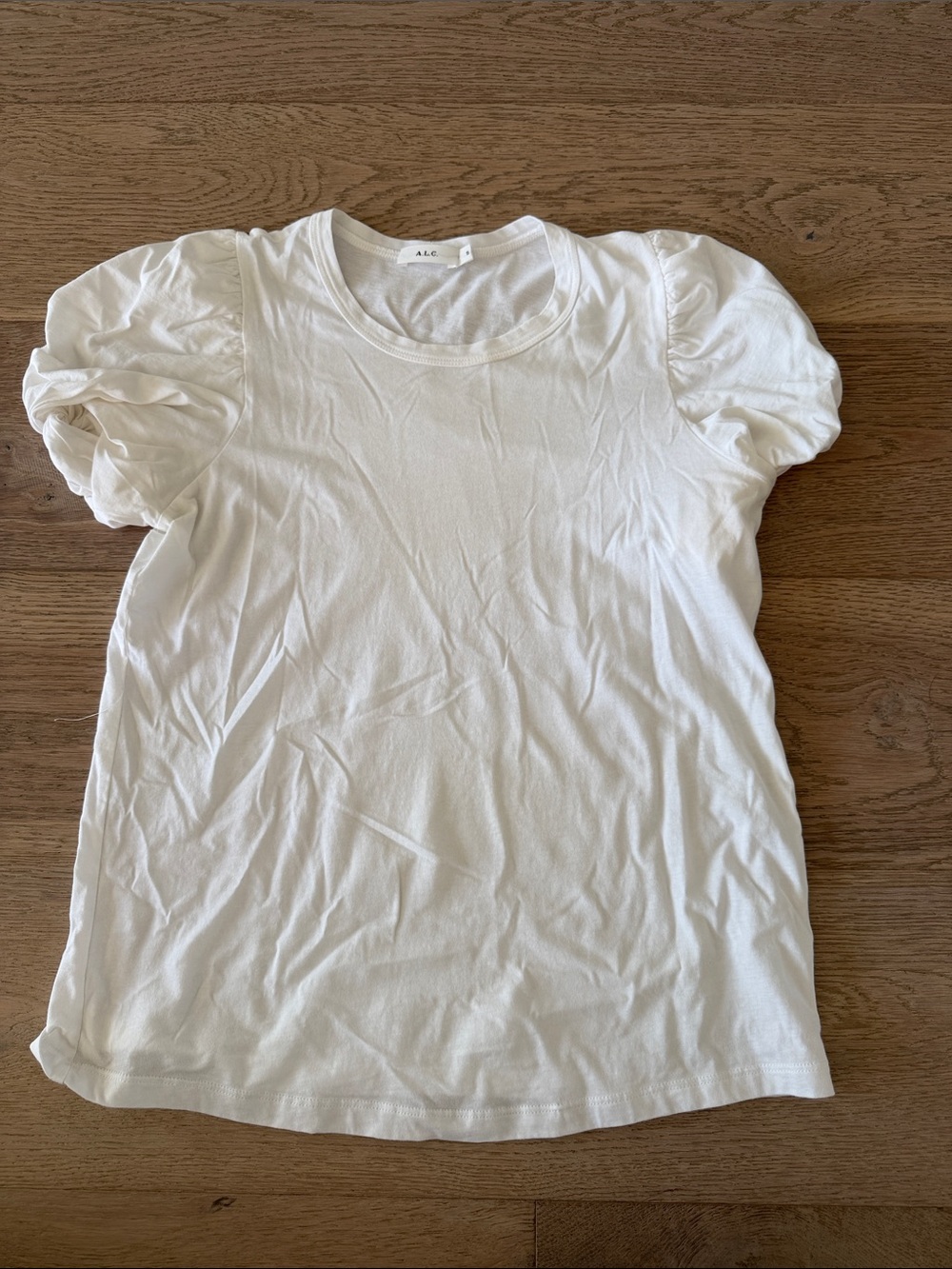 A.L.C. Short-Sleeve Puff-Sleeve Tee in White